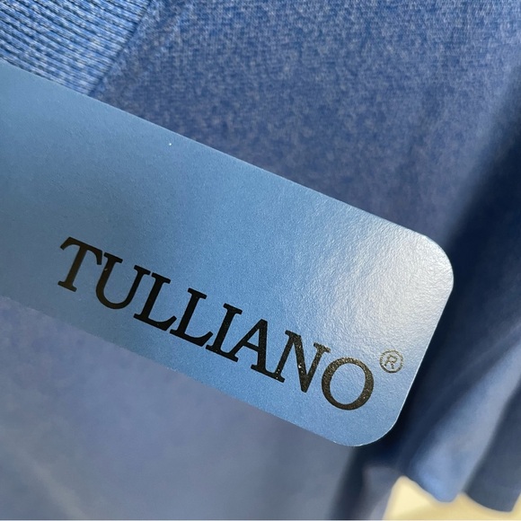 NWT Tulliano Silk Blend V-Neck Ribbed Royal Blue Mens Medium Pullover Shirt - Picture 2 of 9